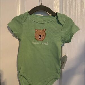 Rene Rofe Baby Green Bodysuit with Bear Design